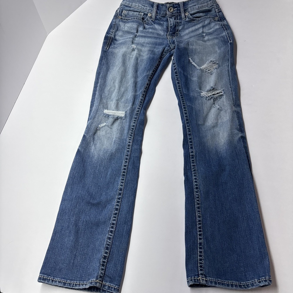 BKE Buckle Sz 28x32 Aiden Distressed Straight Leg Faded Wash Blue Jeans Pants